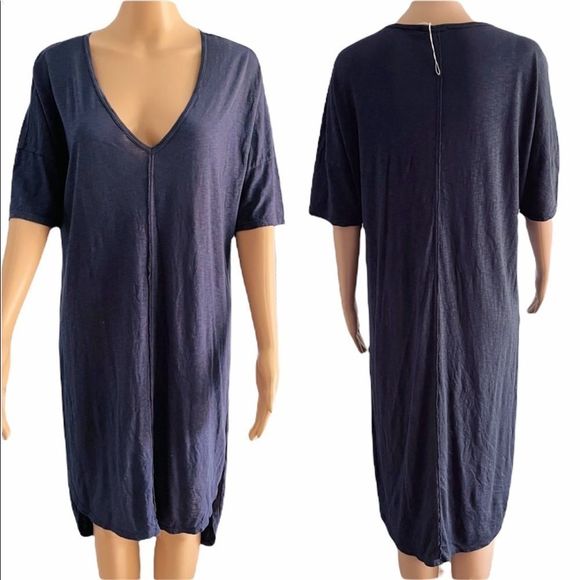 LAmade V Neck T-Shirt Dress S Blue Modal NWT - Picture 1 of 10